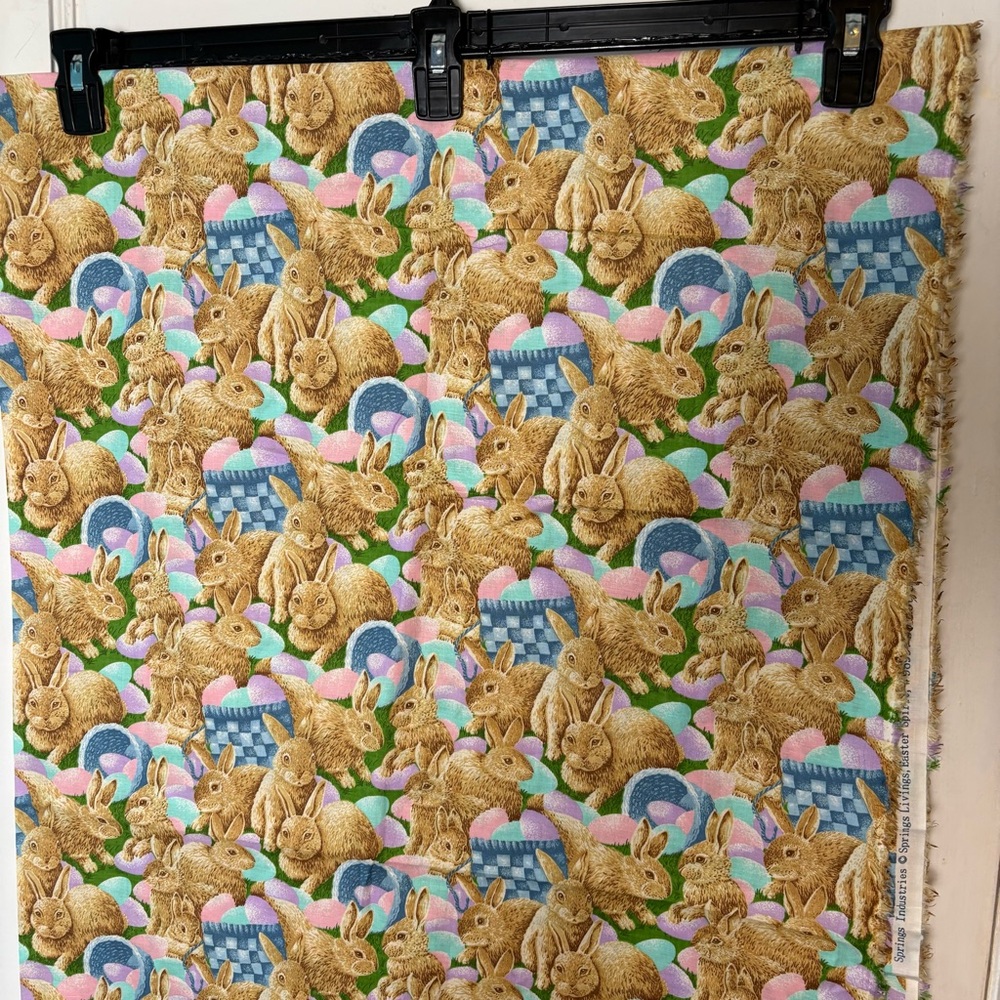 Vtg. New Springs Industries- EASTER BUNNY FABRIC 2yds -44”w light wt